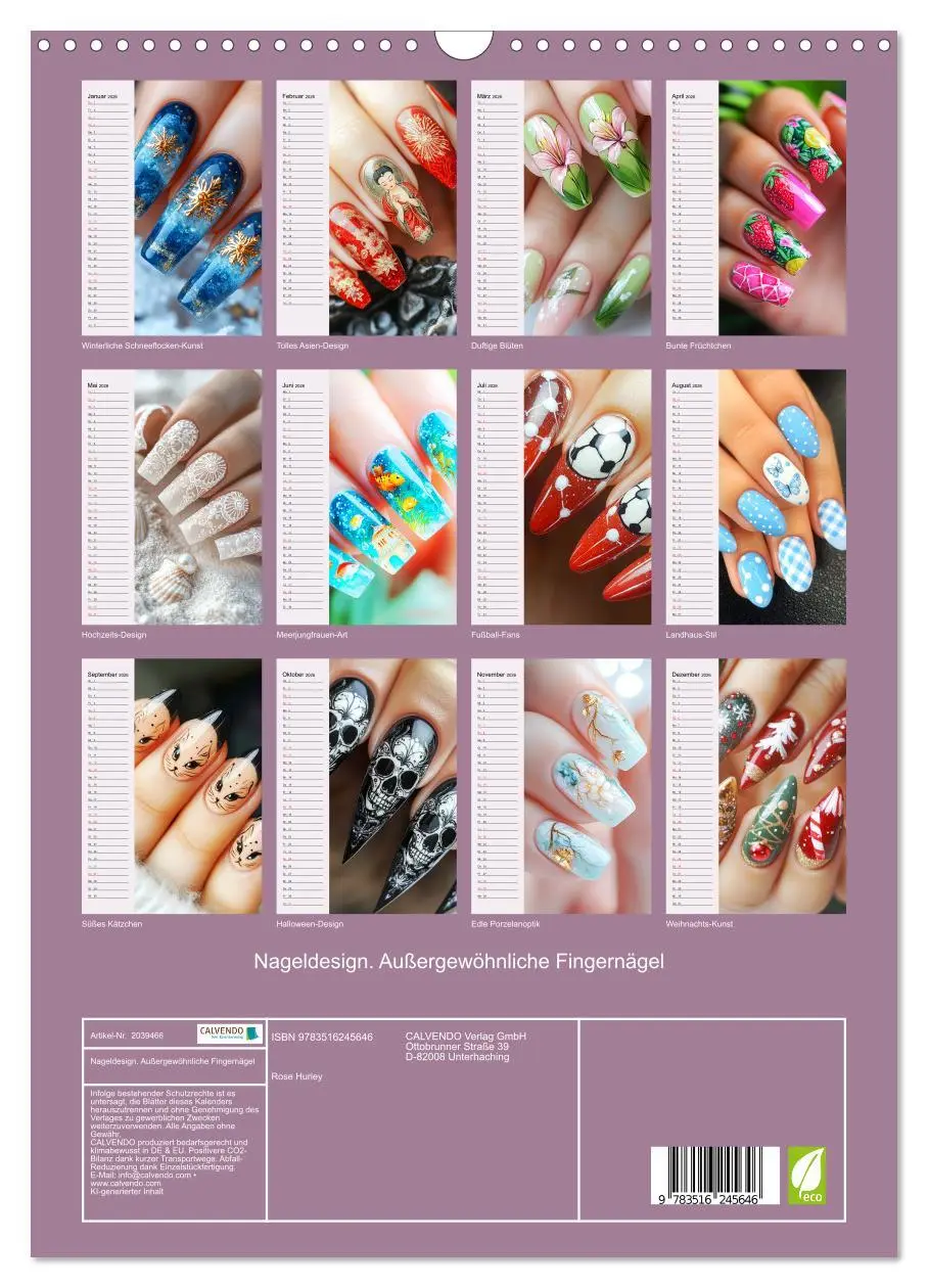 Bild: 9783516245646 | Nageldesign. Außergewöhnliche Fingernägel (Wandkalender 2026 DIN A3...