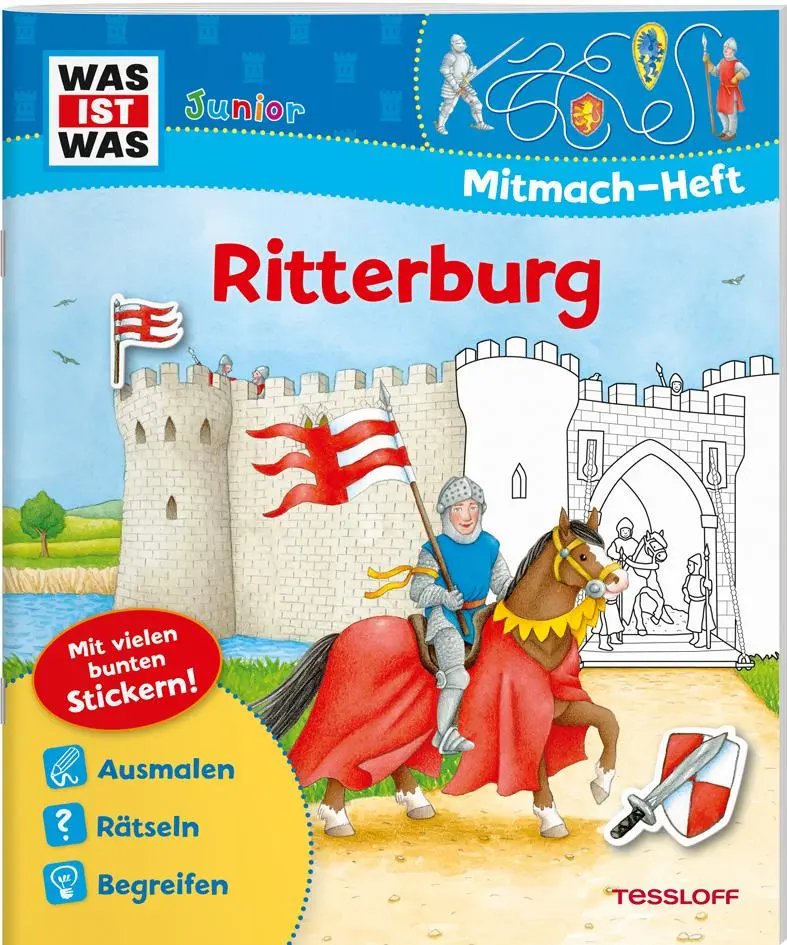 Cover: 9783788675646 | WAS IST WAS Junior Mitmach-Heft Ritterburg | Spiele, Rätsel, Sticker