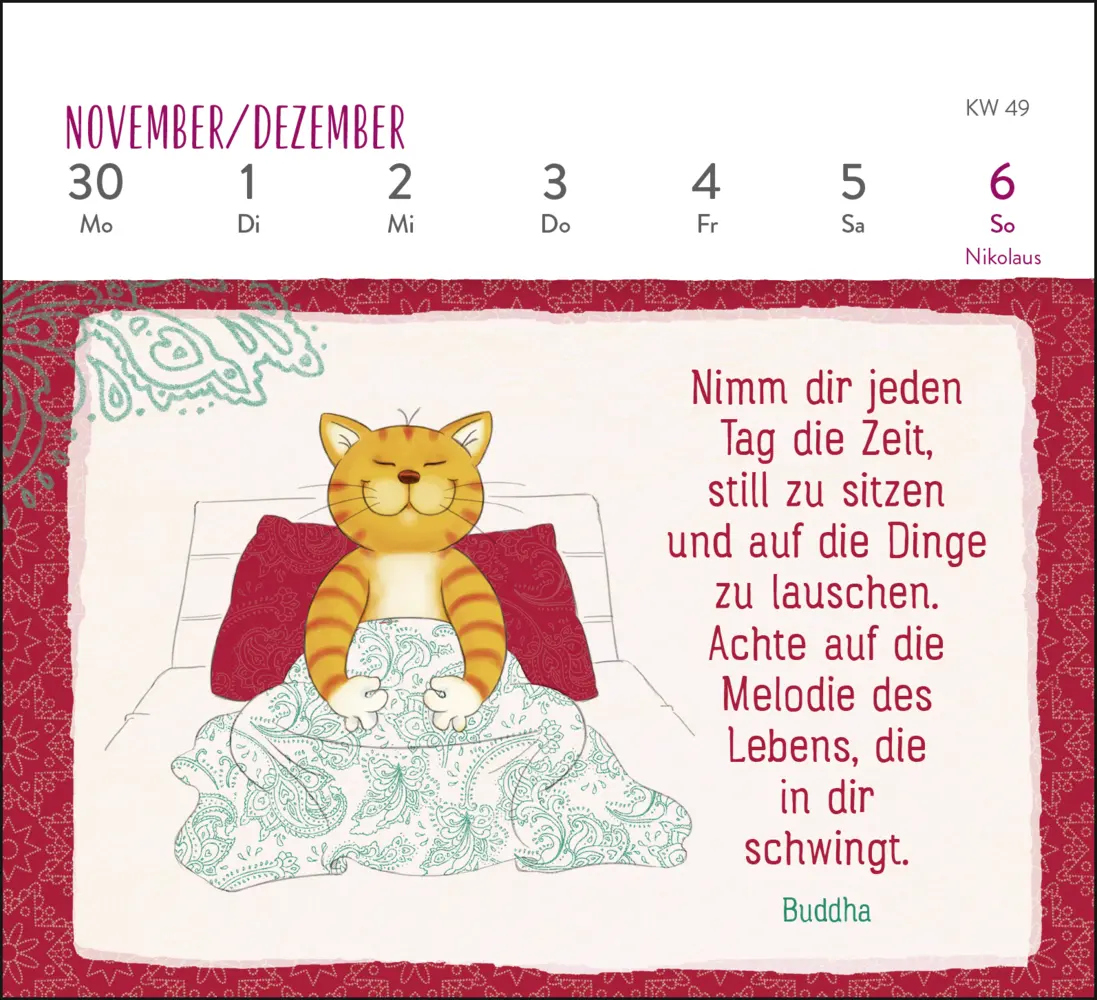 Bild: 4260308345746 | Mini-Wochenkalender 2026: Weisheiten der Om-Katze | Pattloch Verlag