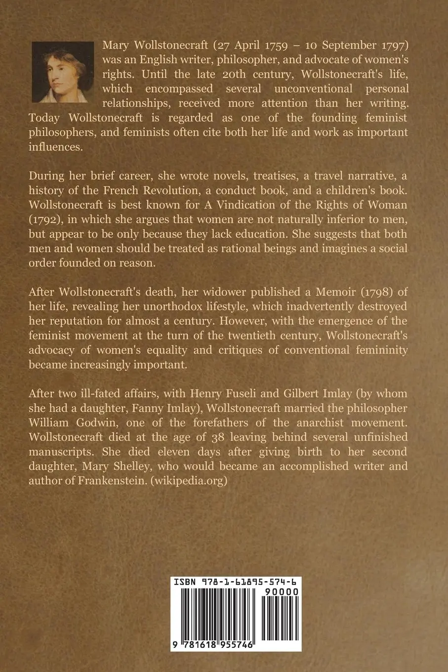 Rückseite: 9781618955746 | A Vindication of the Rights of Woman | Mary Wollstonecraft | Buch