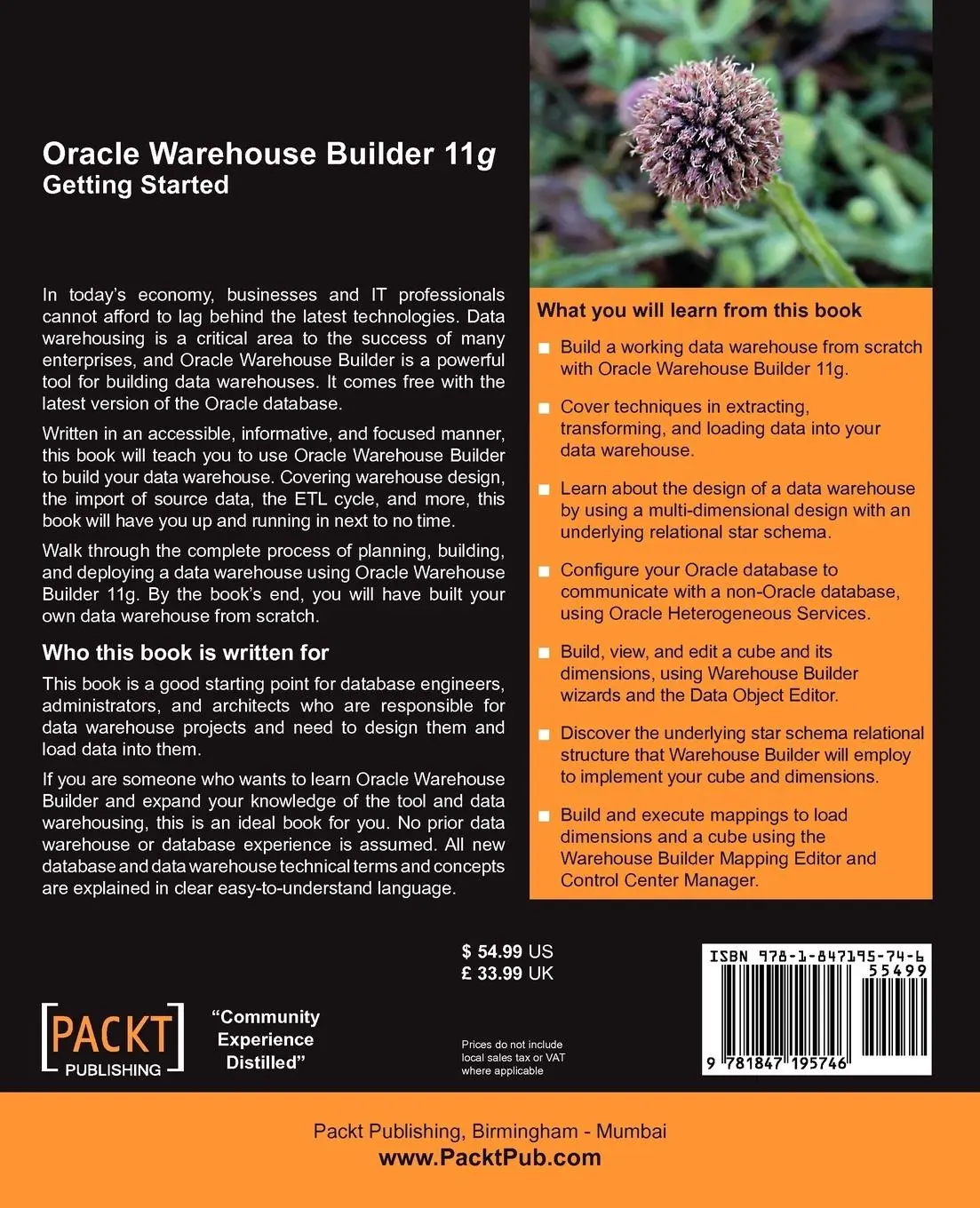 Rückseite: 9781847195746 | Oracle Warehouse Builder 11g | Getting Started | Robert Griesemer