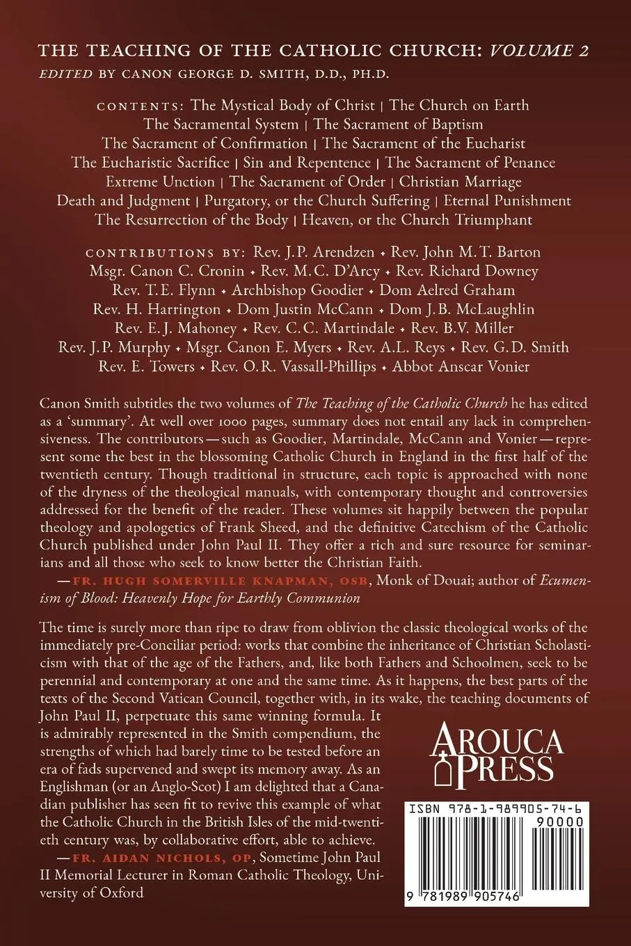 Rückseite: 9781989905746 | The Teaching of the Catholic Church | Canon George D. Smith | Buch
