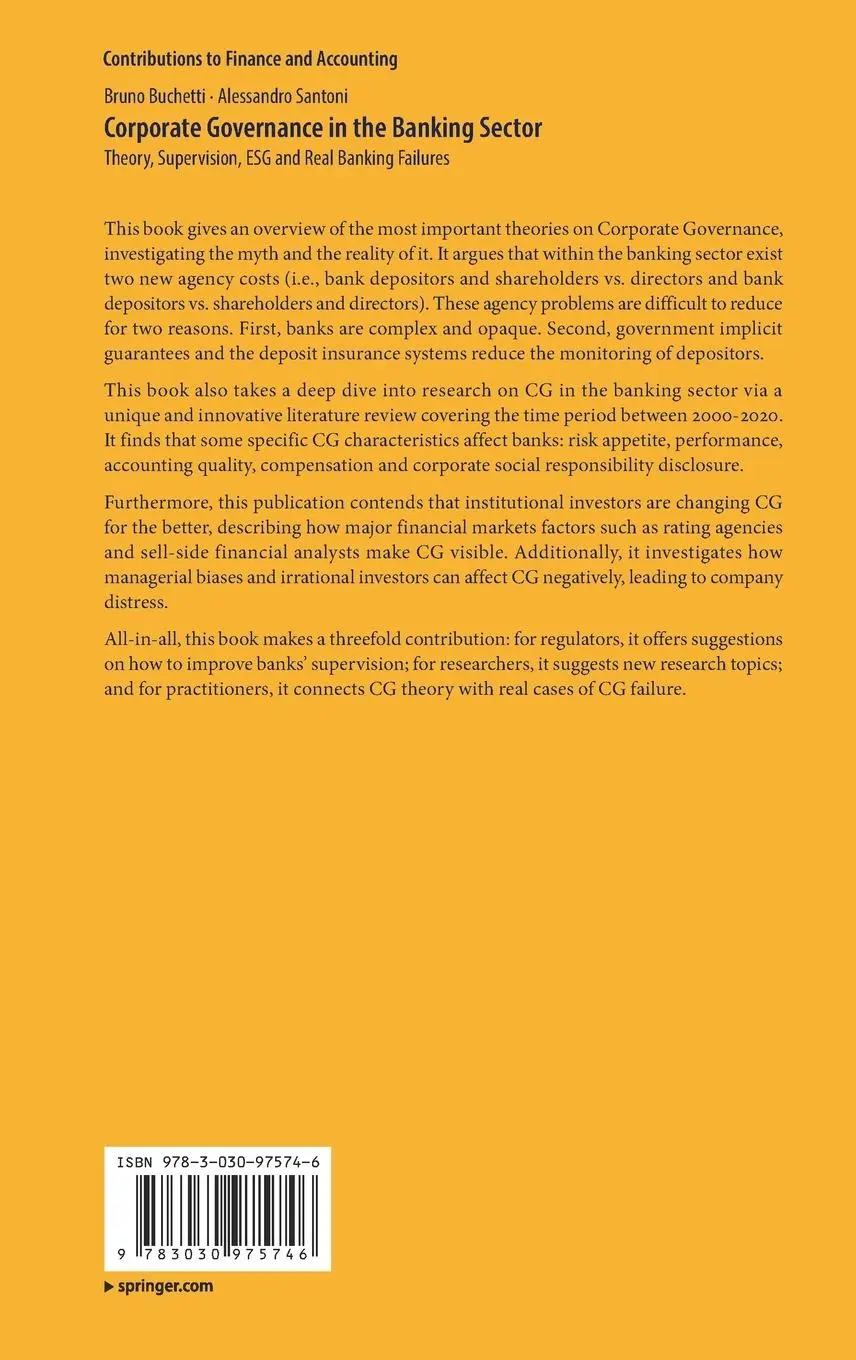 Rückseite: 9783030975746 | Corporate Governance in the Banking Sector | Santoni (u. a.) | Buch