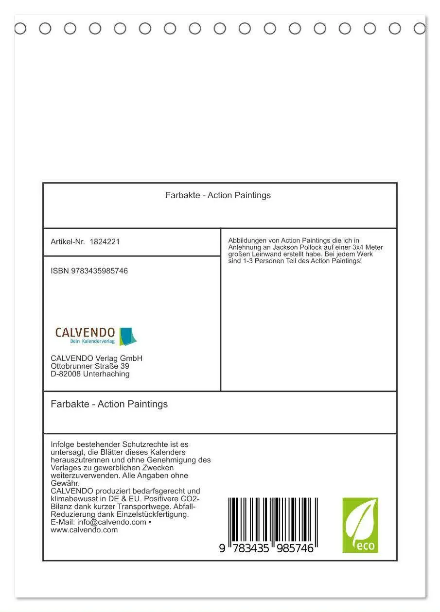 Bild: 9783435985746 | Farbakte - Action Paintings (Tischkalender 2025 DIN A5 hoch),...