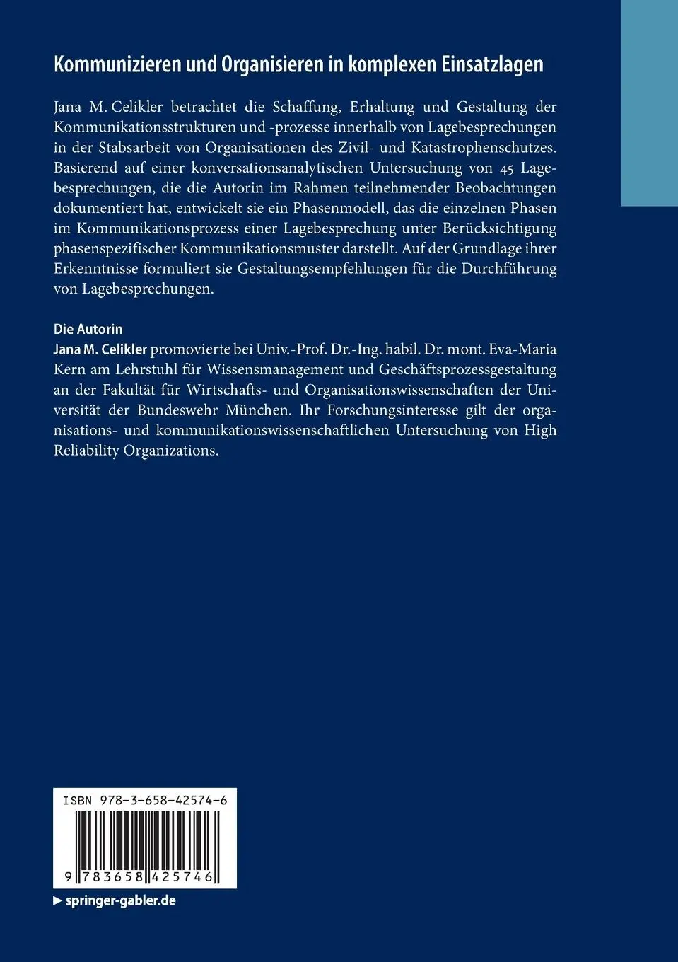 Rückseite: 9783658425746 | Kommunizieren und Organisieren in komplexen Einsatzlagen | Celikler