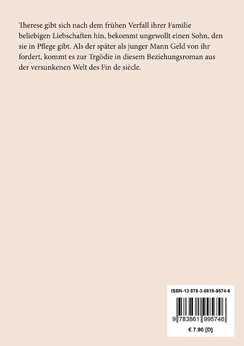 Rückseite: 9783861995746 | Therese | Chronik eines Frauenlebens | Arthur Schnitzler | Taschenbuch