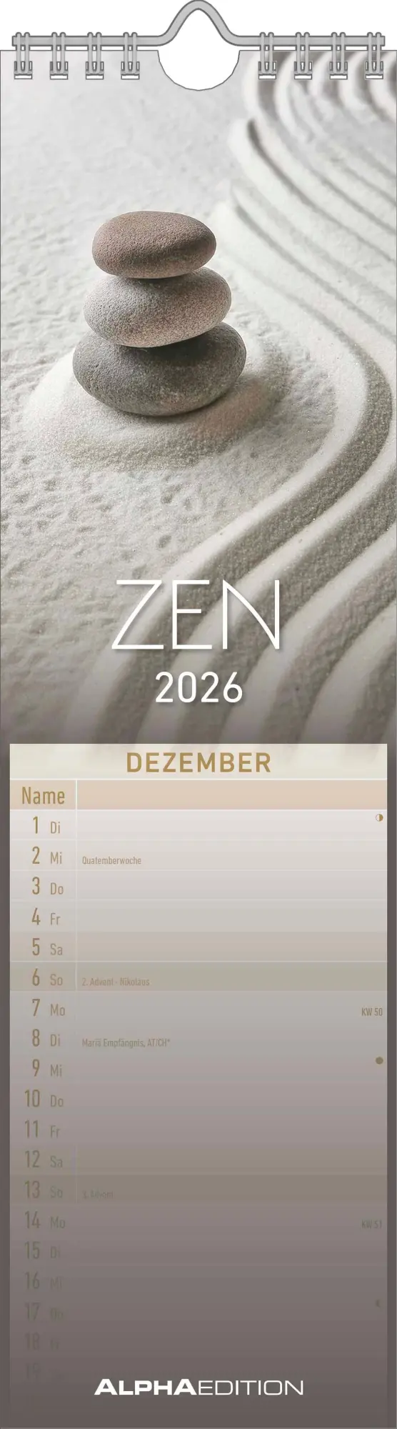 Cover: 4069095005846 | Streifenplaner Mini Zen 2026 - Streifen-Kalender 9,5x33 cm -...