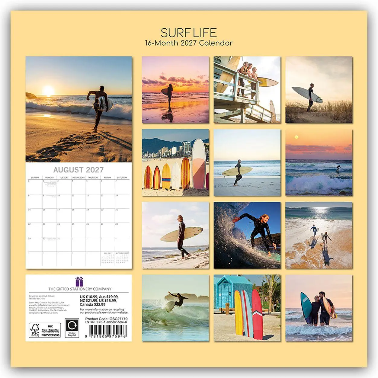 Rückseite: 9781805975946 | Surf Life - Surfen - Surfing 2027 - 16-Monatskalender | The Gifted