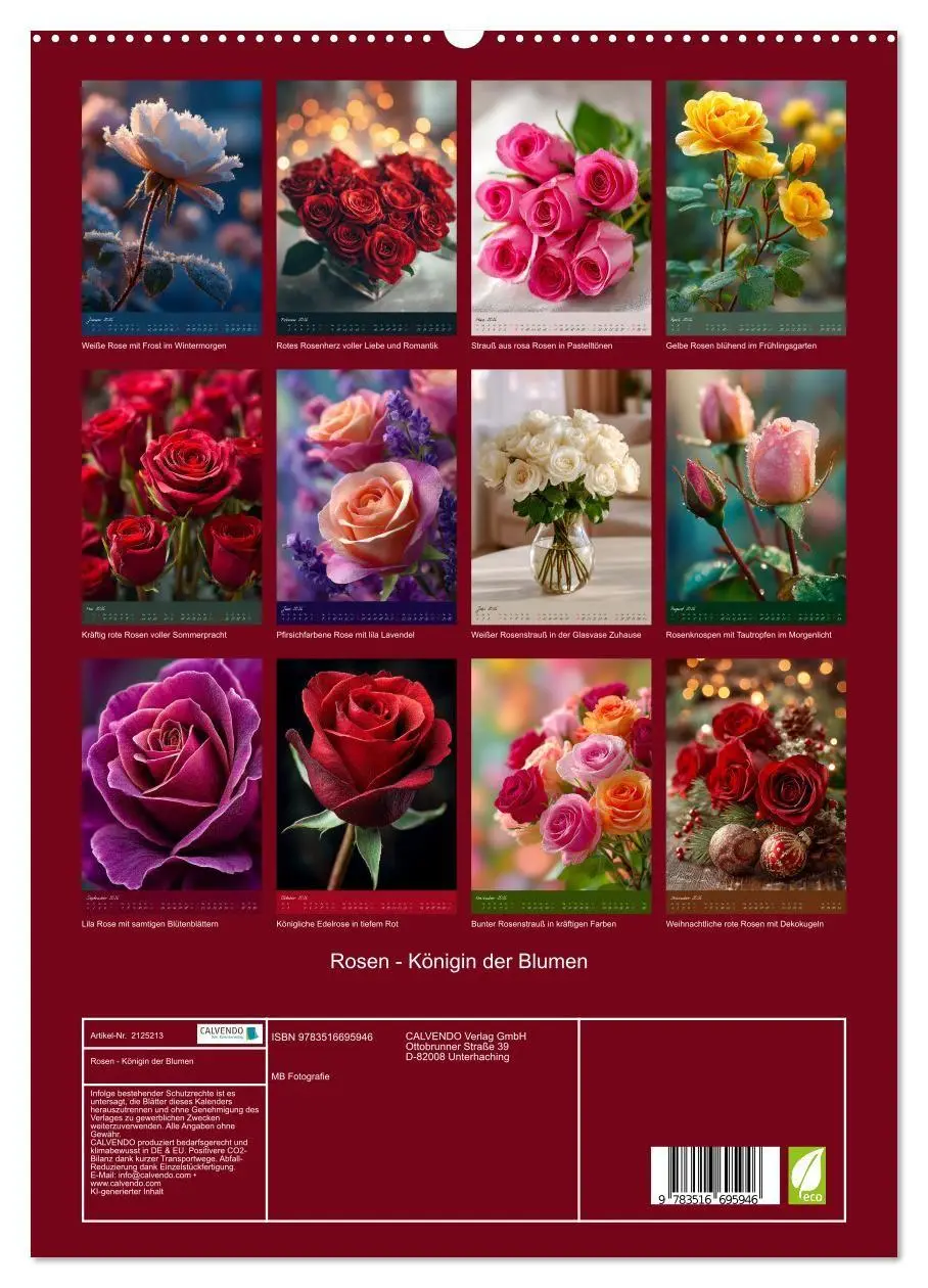 Bild: 9783516695946 | Rosen - Königin der Blumen (hochwertiger Premium Wandkalender 2026...