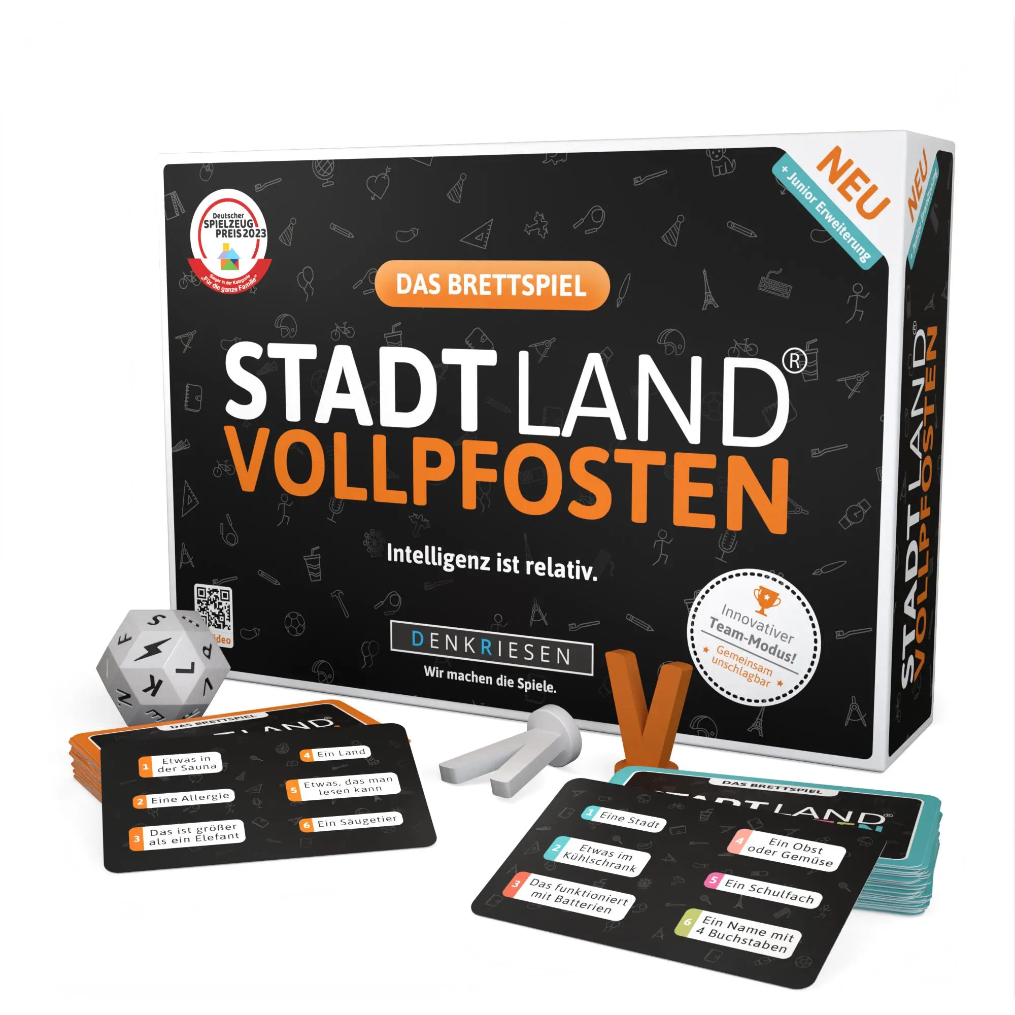 Cover: 4260528096046 | DENKRIESEN - STADT LAND VOLLPFOSTEN® Brettspiel + Junior Erweiterung