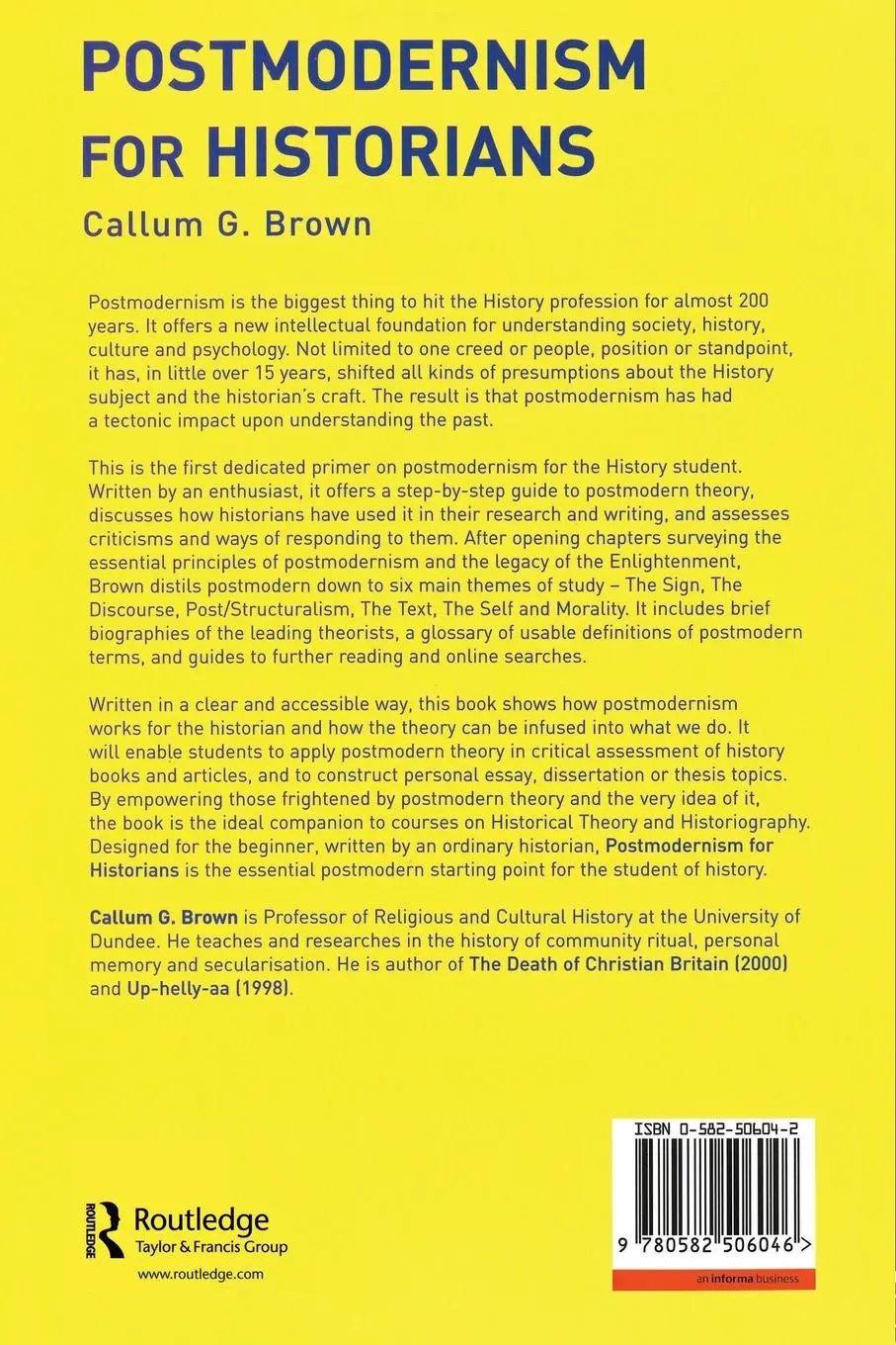 Rückseite: 9780582506046 | Postmodernism for Historians | Callum G. Brown | Taschenbuch | 2004