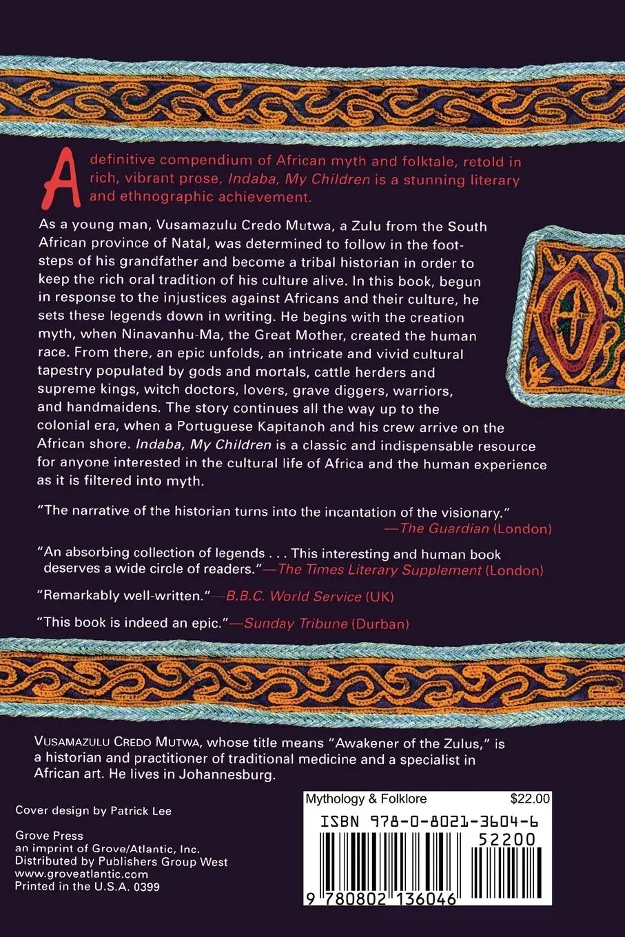 Rückseite: 9780802136046 | Indaba My Children | African Folktales | Credo Vusa'mazulu Mutwa