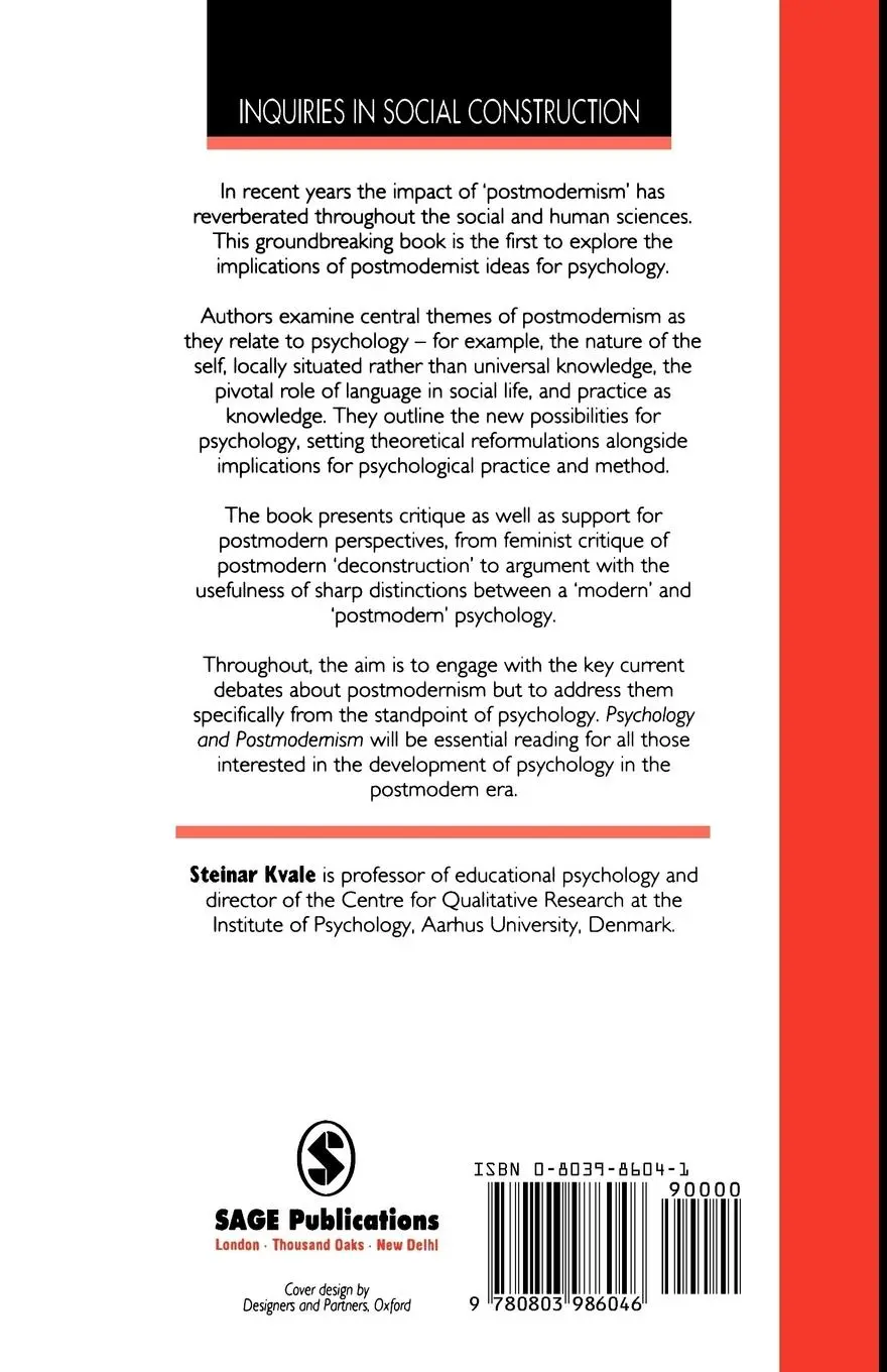 Rückseite: 9780803986046 | Psychology and Postmodernism | Steinar Kvale | Taschenbuch | Englisch