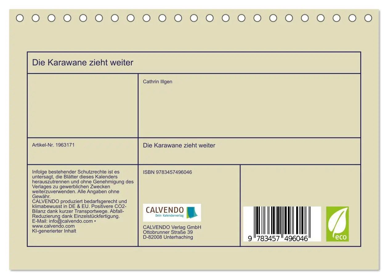 Bild: 9783457496046 | Die Karawane zieht weiter (Tischkalender 2026 DIN A5 quer),...