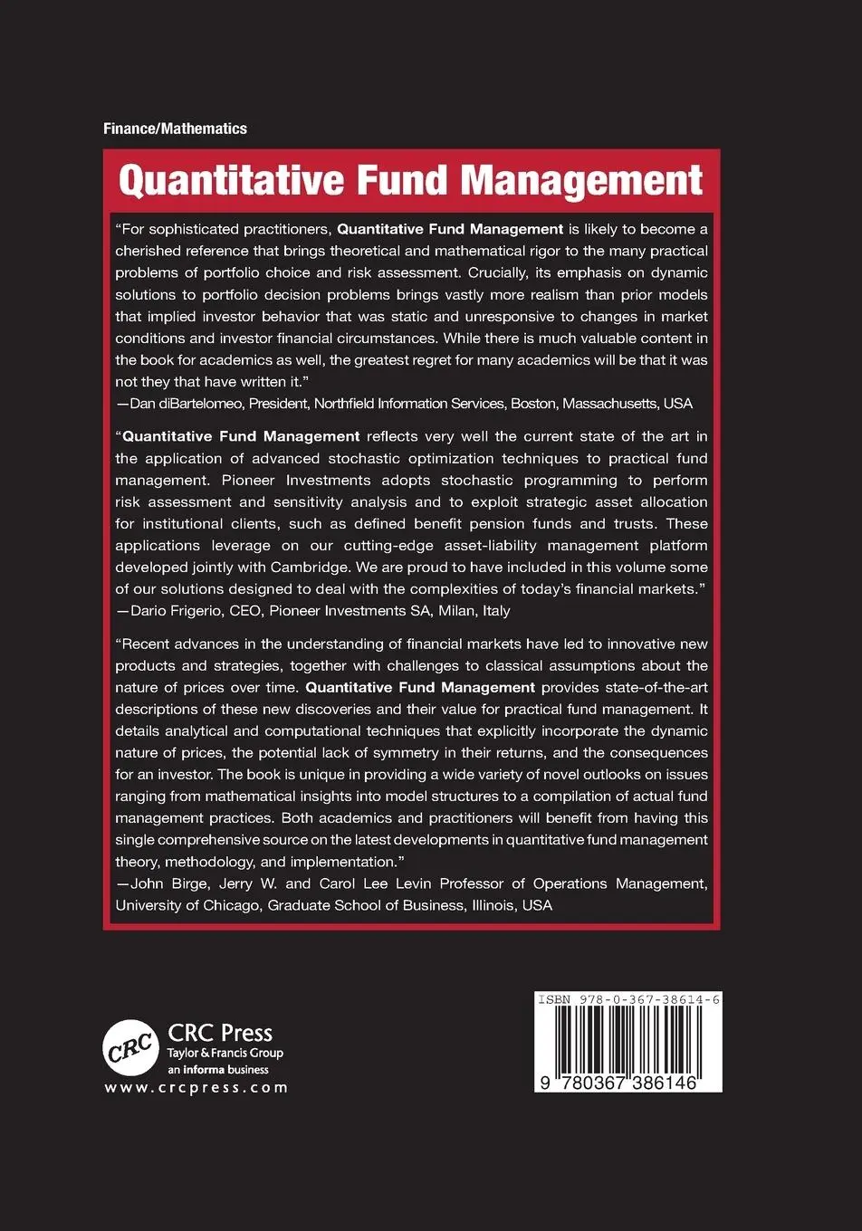 Rückseite: 9780367386146 | Quantitative Fund Management | M. A. H. Dempster (u. a.) | Taschenbuch