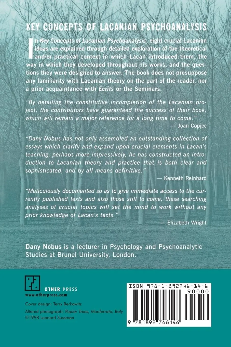 Rückseite: 9781892746146 | Key Concepts of Lacanian Psychoanalysis | Dany Nobus | Taschenbuch