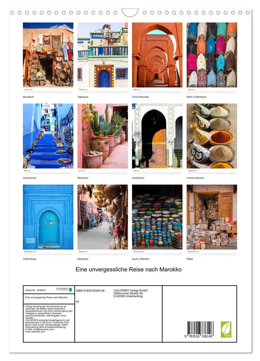 Bild: 9783516336146 | Eine unvergessliche Reise nach Marokko (Wandkalender 2026 DIN A3...