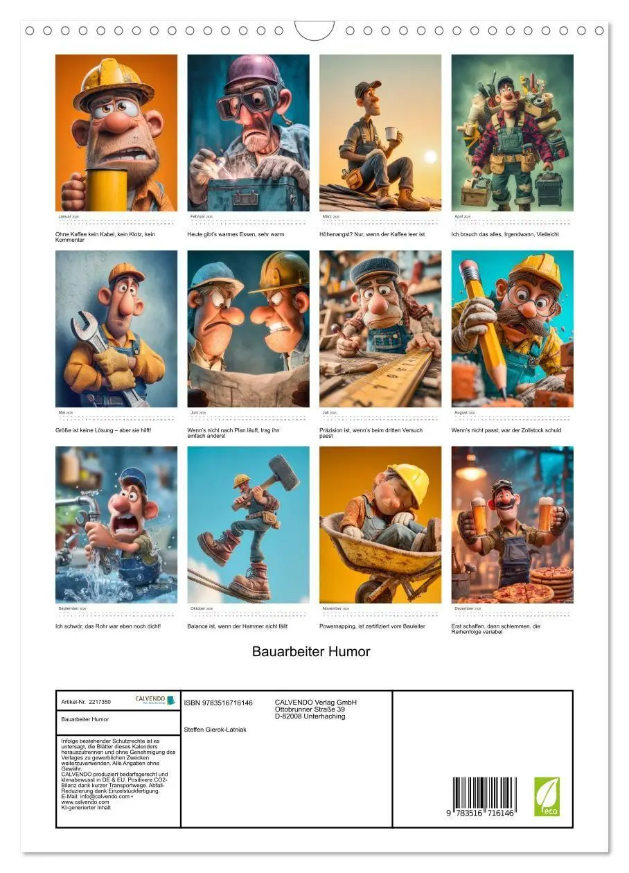 Bild: 9783516716146 | Bauarbeiter Humor (Wandkalender 2026 DIN A3 hoch), CALVENDO...