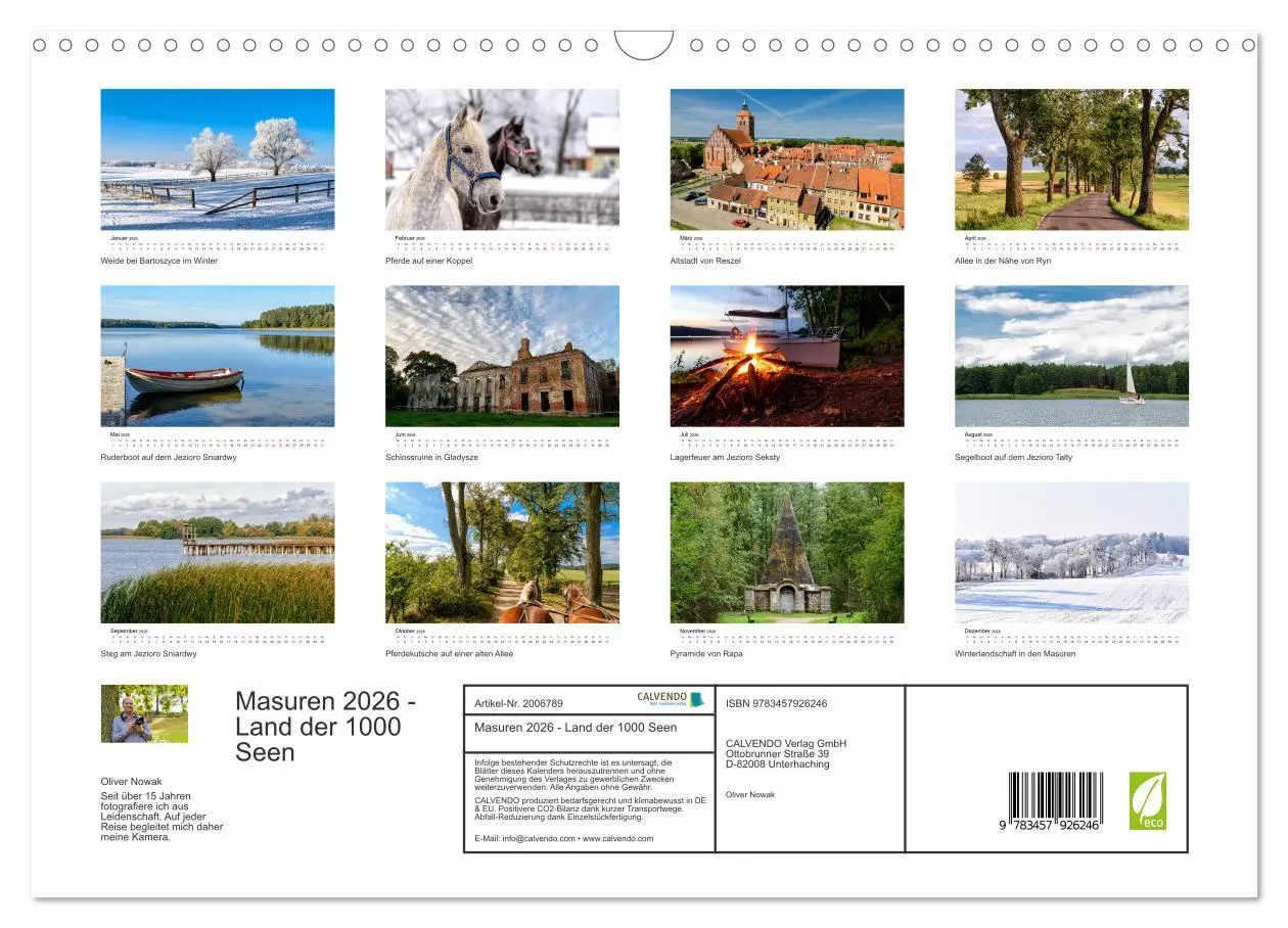 Bild: 9783457926246 | Masuren 2026 - Land der 1000 Seen (Wandkalender 2026 DIN A3 quer),...