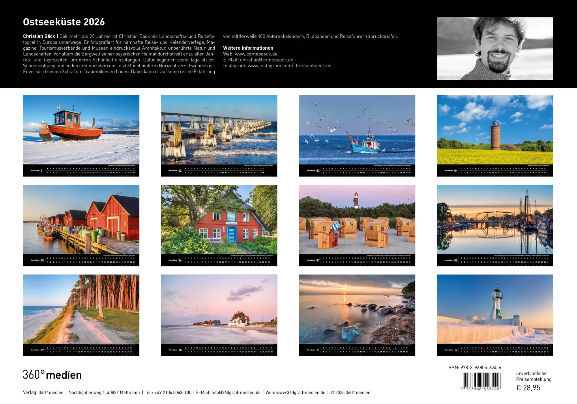 Rückseite: 9783968556246 | Ostseeküste Premiumkalender 2026 | Christian Bäck | Kalender | 14 S.