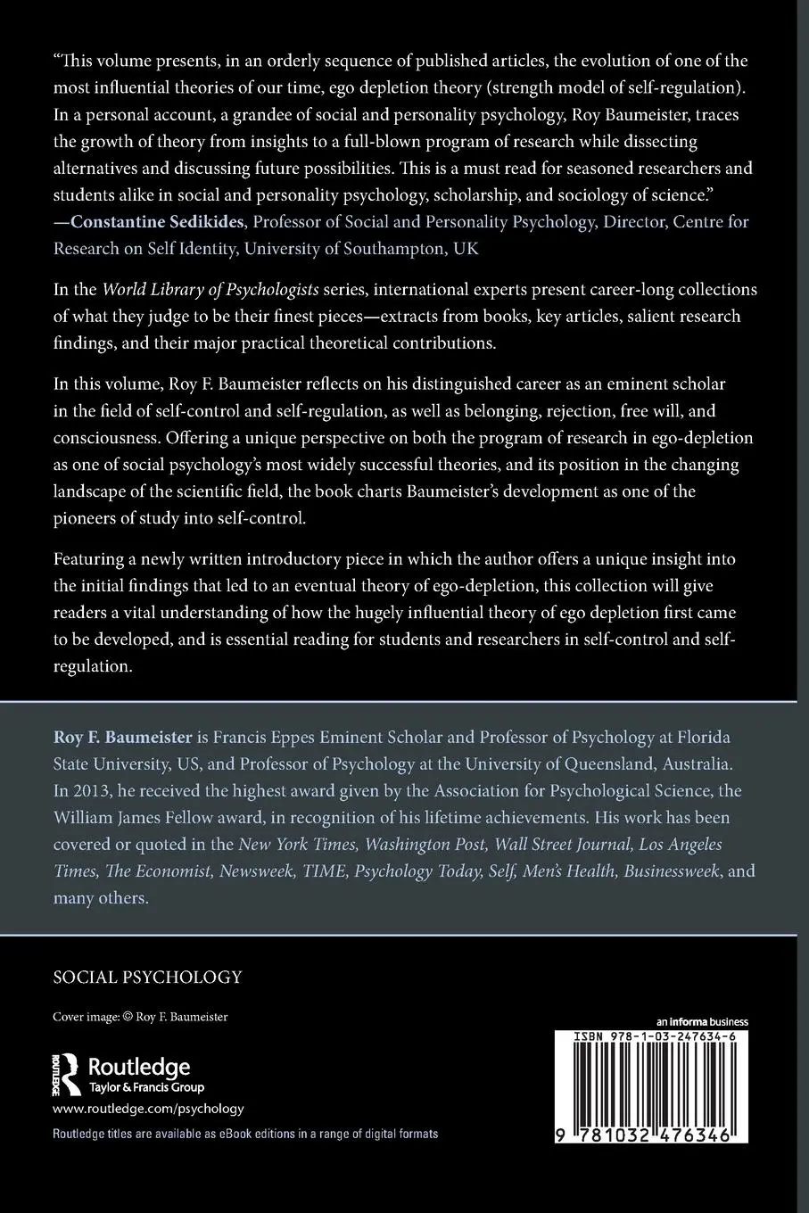 Rückseite: 9781032476346 | Self-Regulation and Self-Control | Selected works of Roy F. Baumeister