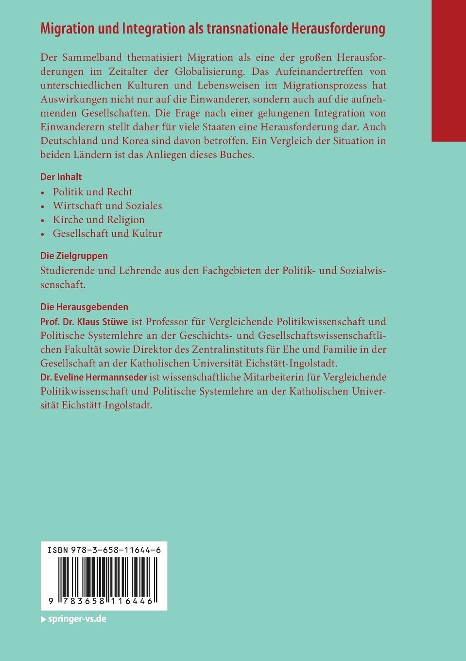 Rückseite: 9783658116446 | Migration und Integration als transnationale Herausforderung | Buch