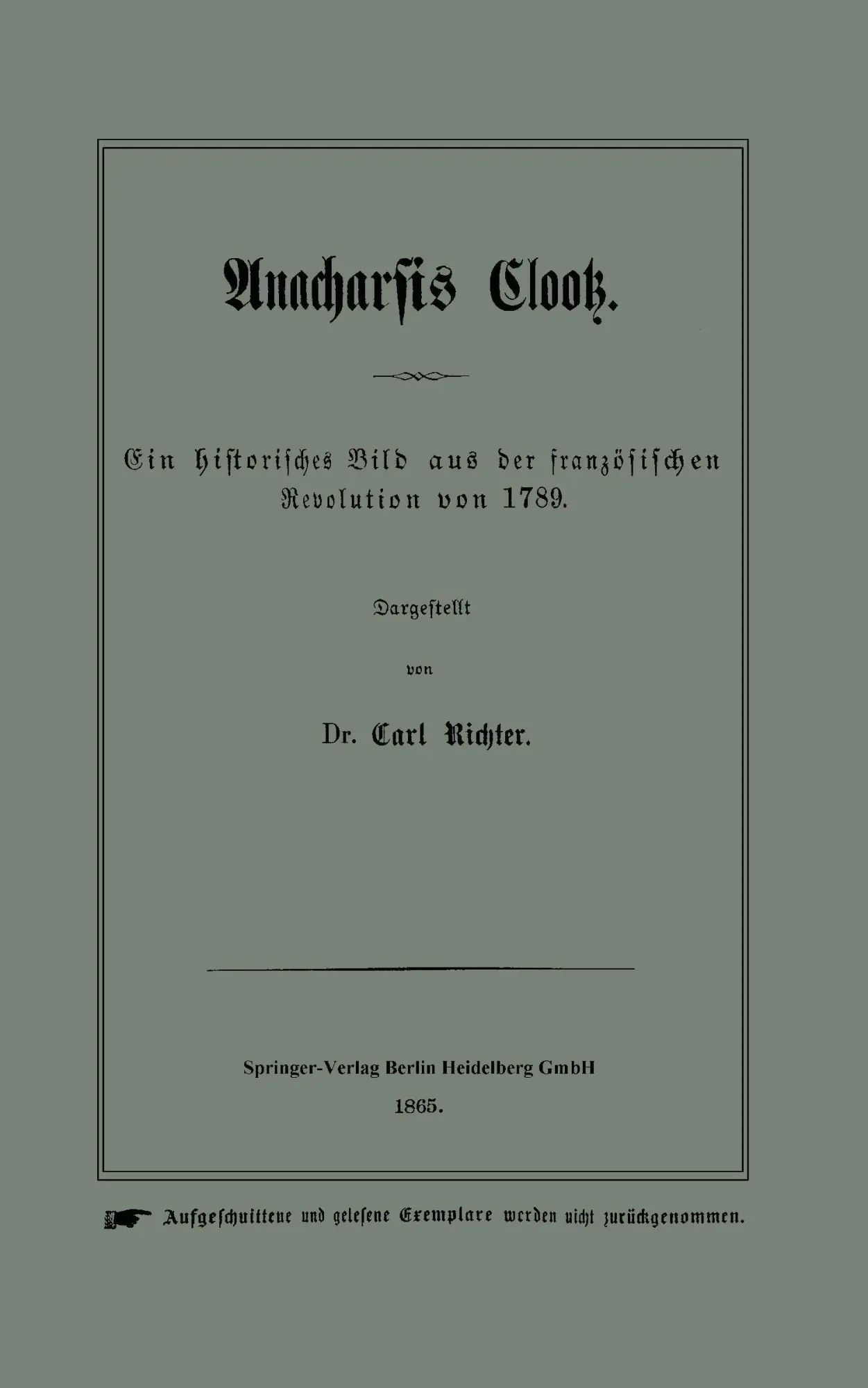 Cover: 9783662386446 | Anacharsis Clootz | Carl Richter | Taschenbuch | Paperback | 80 S.