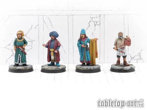 Cover: 704270726546 | Townsfolk Miniatures - Merchants Set 1 (4) | Tabletop-Art