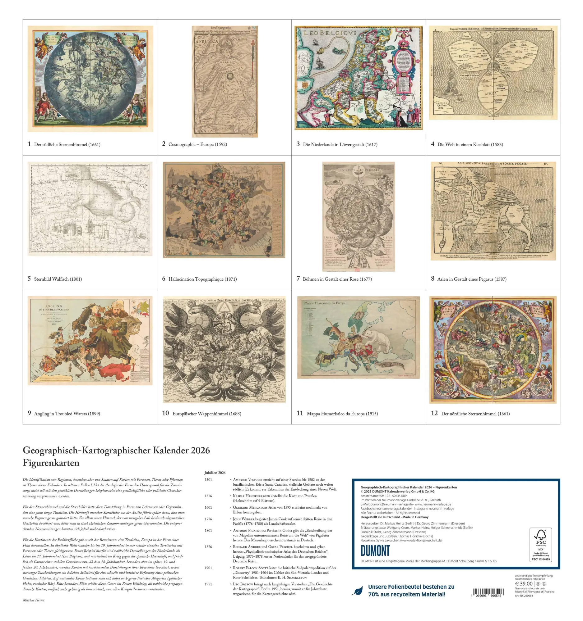 Bild: 4069095006546 | Geographisch-Kartographischer Kalender 2026 - Figurenkarten -...