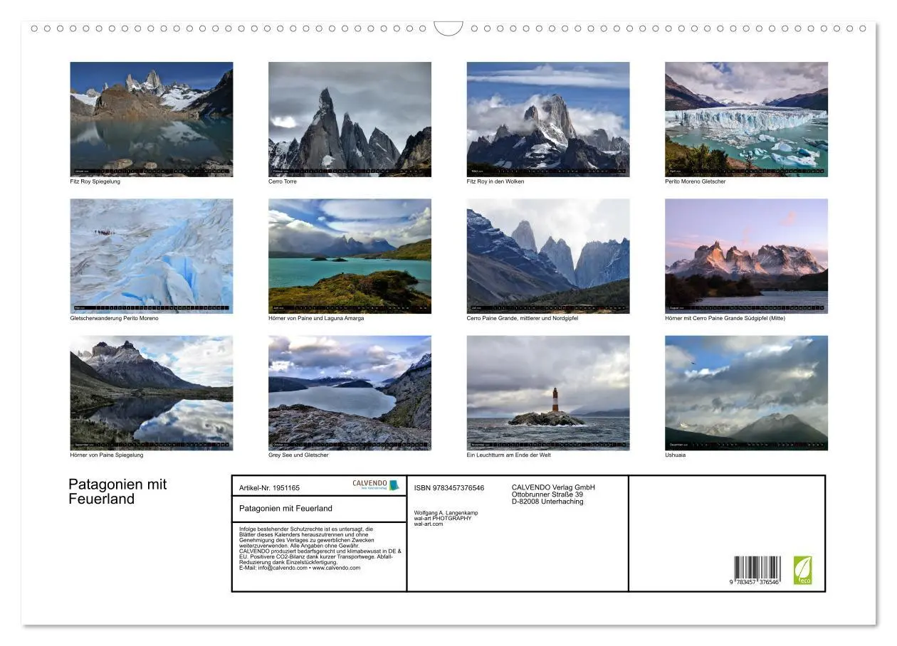 Bild: 9783457376546 | Patagonien mit Feuerland (Wandkalender 2026 DIN A2 quer), CALVENDO...