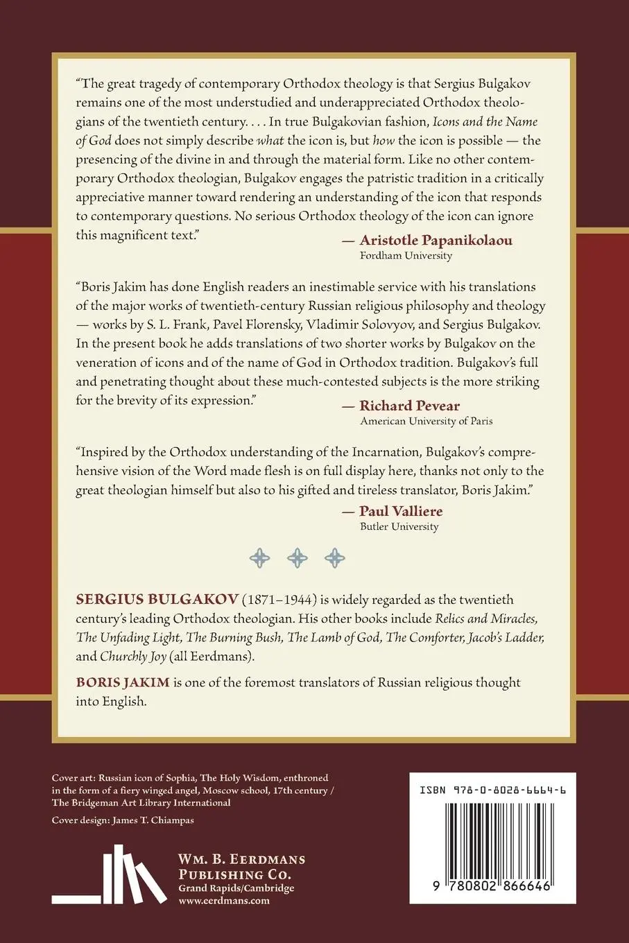Rückseite: 9780802866646 | Icons and the Name of God | Sergius Bulgakov | Taschenbuch | Englisch