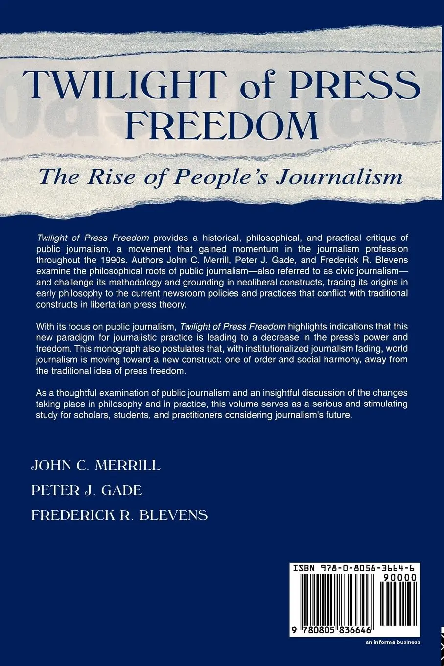 Rückseite: 9780805836646 | Twilight of Press Freedom | The Rise of People's Journalism | Buch