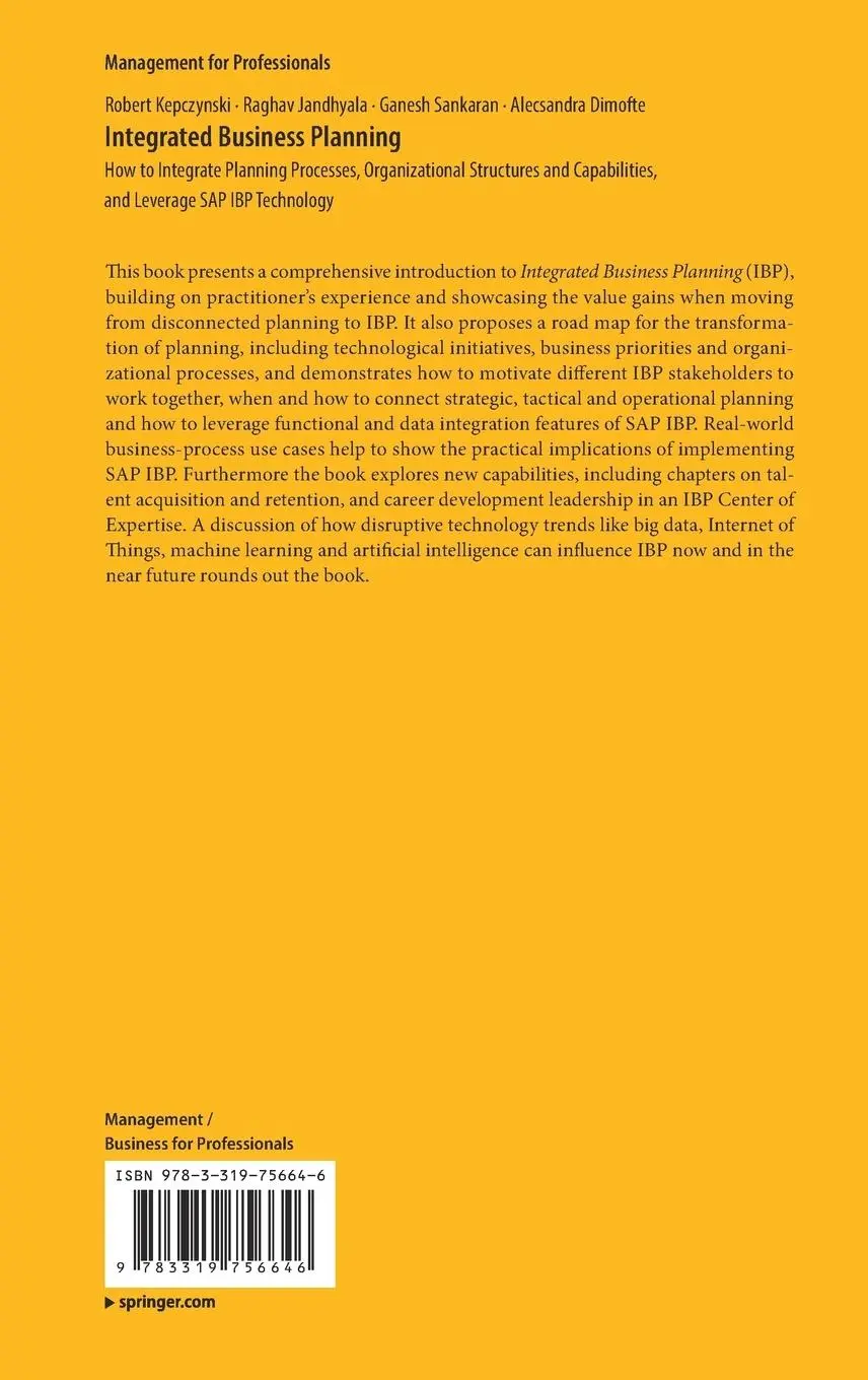 Rückseite: 9783319756646 | Integrated Business Planning | Robert Kepczynski (u. a.) | Buch | xiii