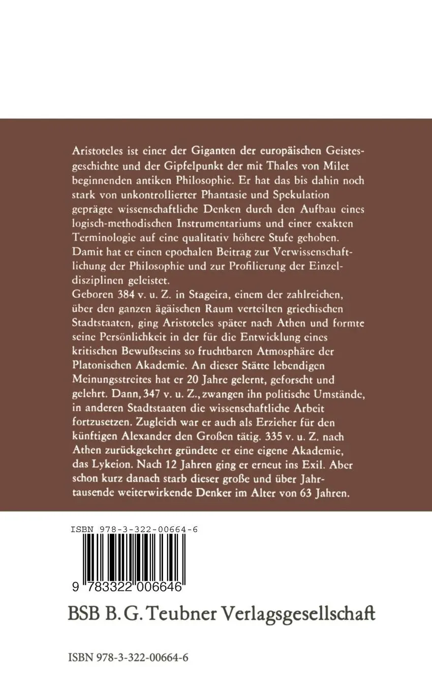 Rückseite: 9783322006646 | Aristoteles | Fritz Jürss (u. a.) | Taschenbuch | 102 S. | Deutsch