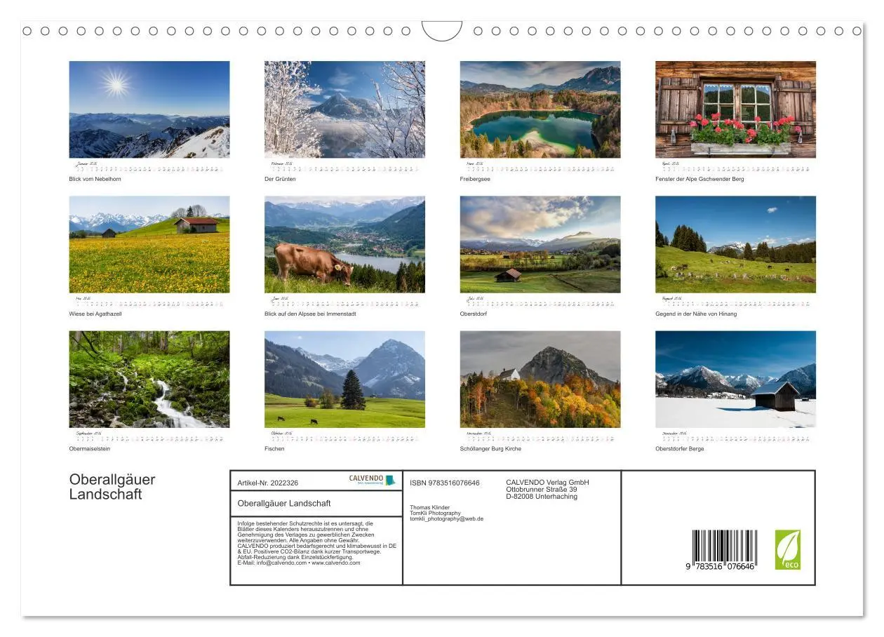 Bild: 9783516076646 | Oberallgäuer Landschaft (Wandkalender 2026 DIN A3 quer), CALVENDO...