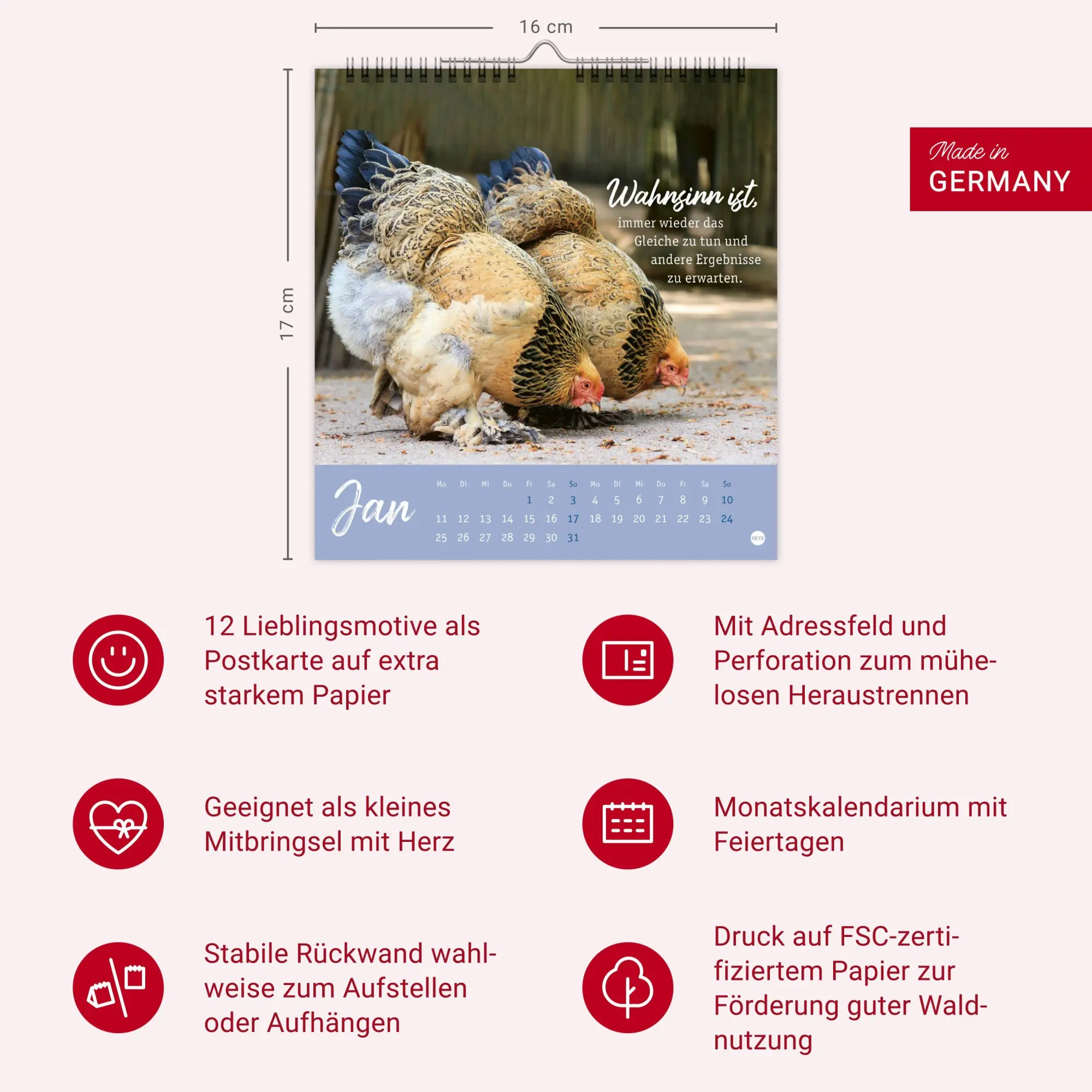 Bild: 9783756416646 | Hühner Postkartenkalender 2027 - Ach, du verrücktes Huhn! | Kalender