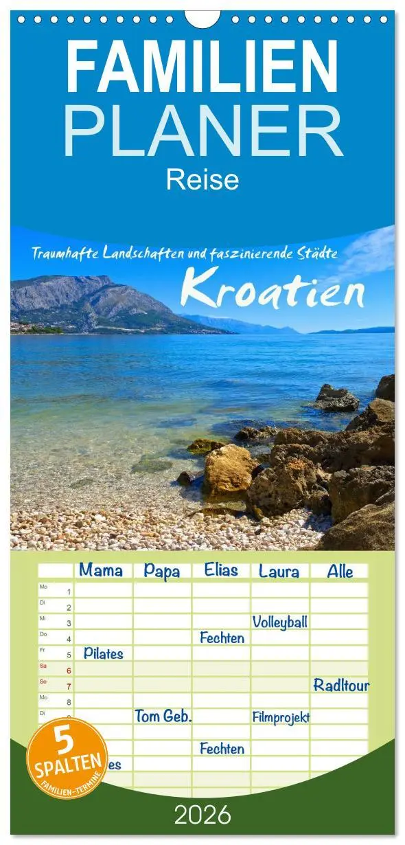 Cover: 9783516516746 | Familienplaner 2026 - Kroatien - Traumhafte Landschaften und...