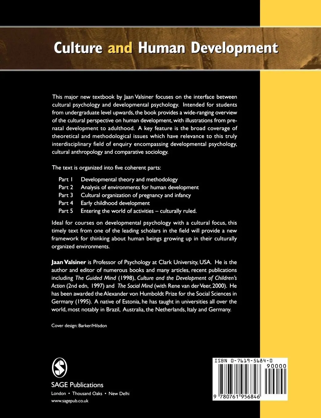 Rückseite: 9780761956846 | Culture and Human Development | Jaan Valsiner | Taschenbuch | Englisch