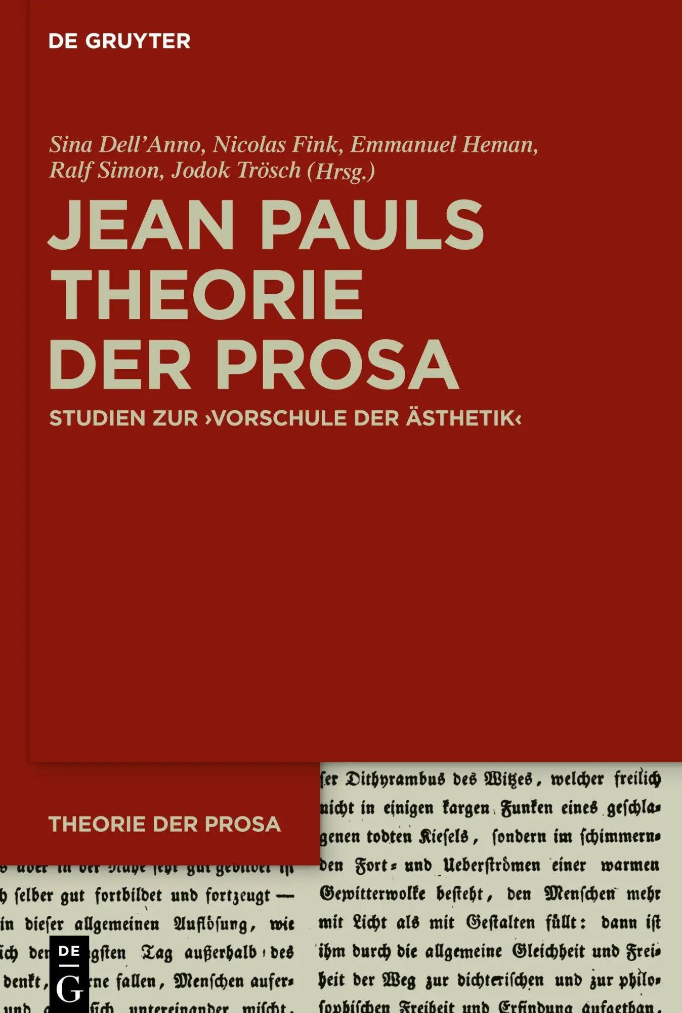 Jean Pauls Theorie der Prosa: Studien zur ›Vorschule der Ästhetik‹
