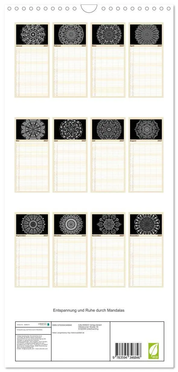 Bild: 9783594346846 | Familienplaner 2027 - Entspannung und Ruhe durch Mandalas mit 5...