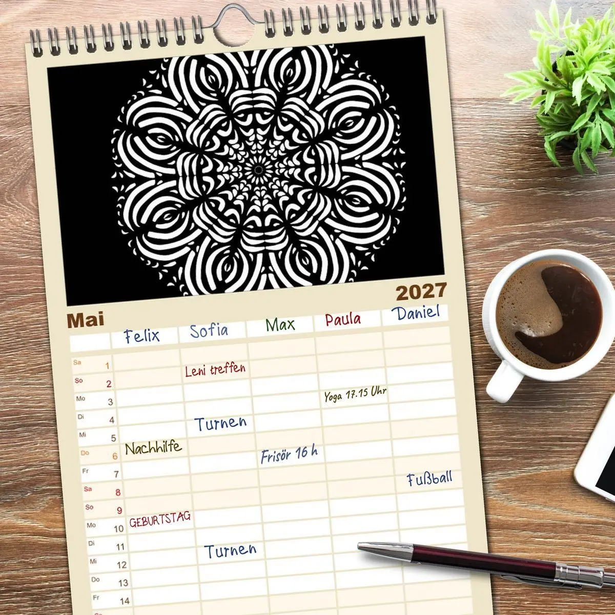 Bild: 9783594346846 | Familienplaner 2027 - Entspannung und Ruhe durch Mandalas mit 5...