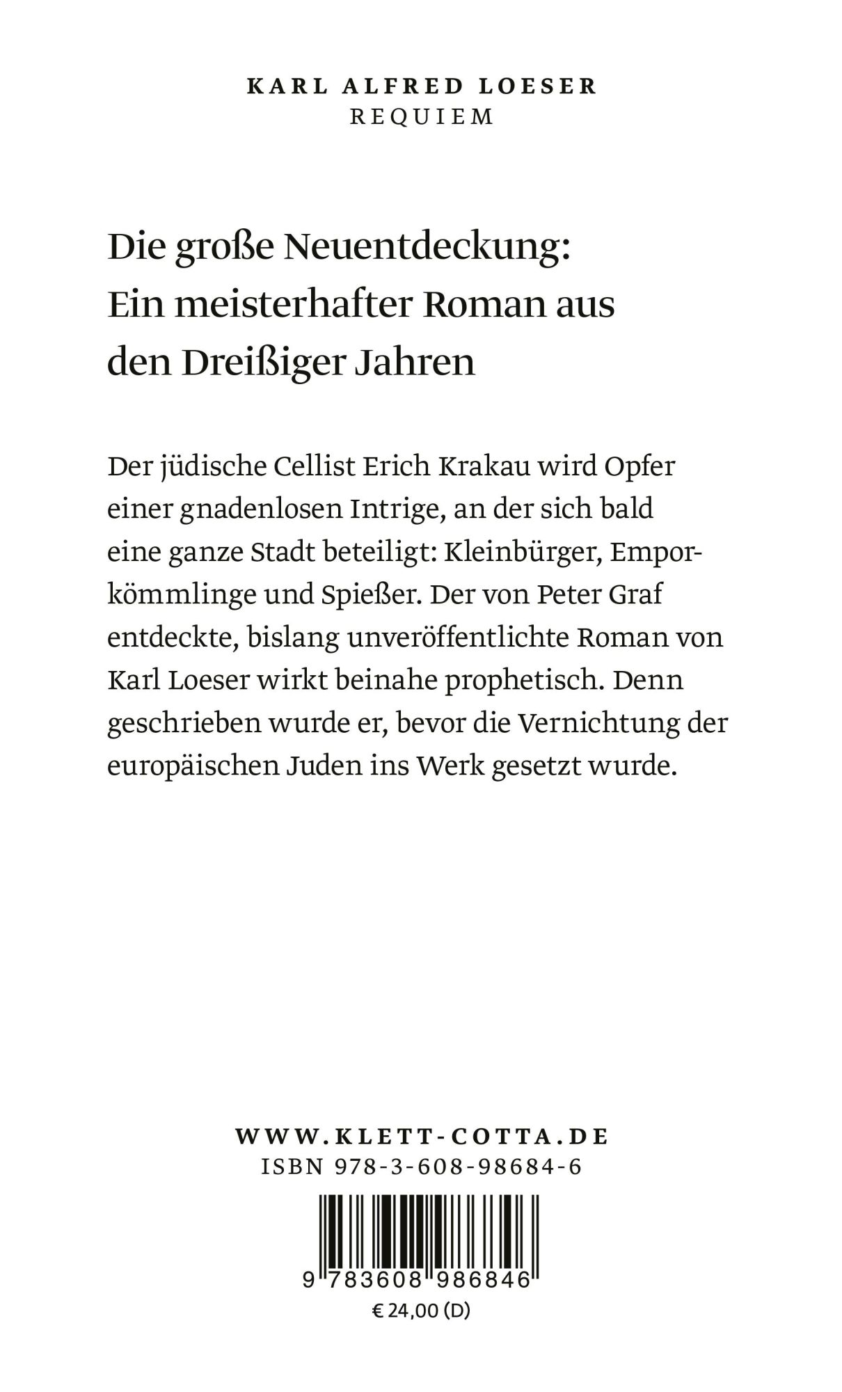 Rückseite: 9783608986846 | Requiem | Roman | Karl Alfred Loeser | Buch | 313 S. | Deutsch | 2023