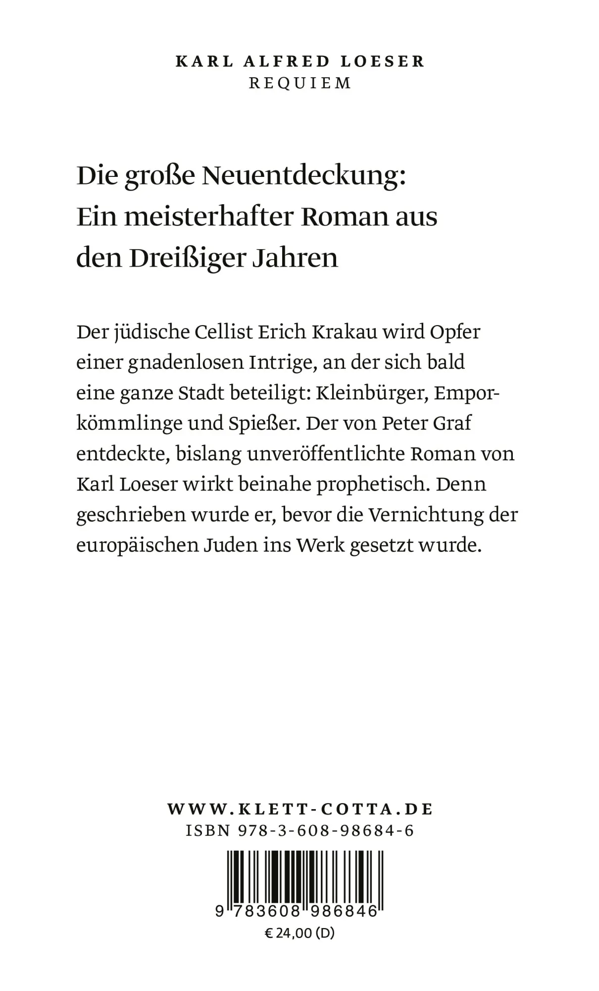 Rückseite: 9783608986846 | Requiem | Roman | Karl Alfred Loeser | Buch | 313 S. | Deutsch | 2023