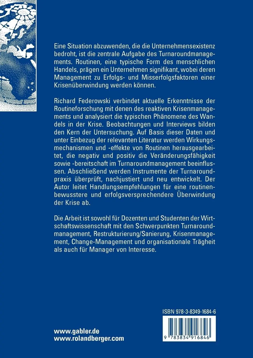 Rückseite: 9783834916846 | Unternehmensroutinen im Turnaroundmanagement | Richard Federowski