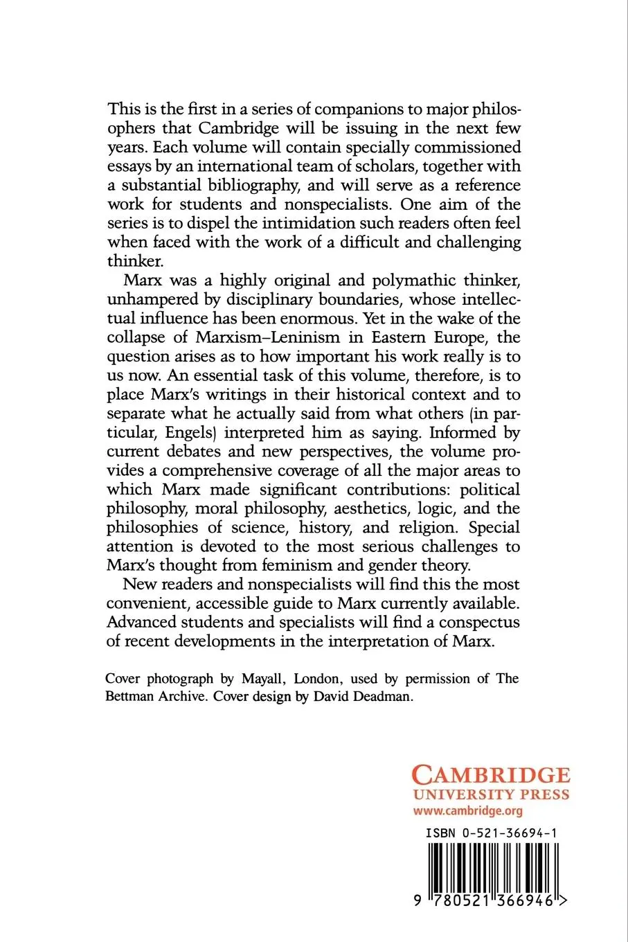 Rückseite: 9780521366946 | The Cambridge Companion to Marx | Terrell Carver | Taschenbuch | 2006