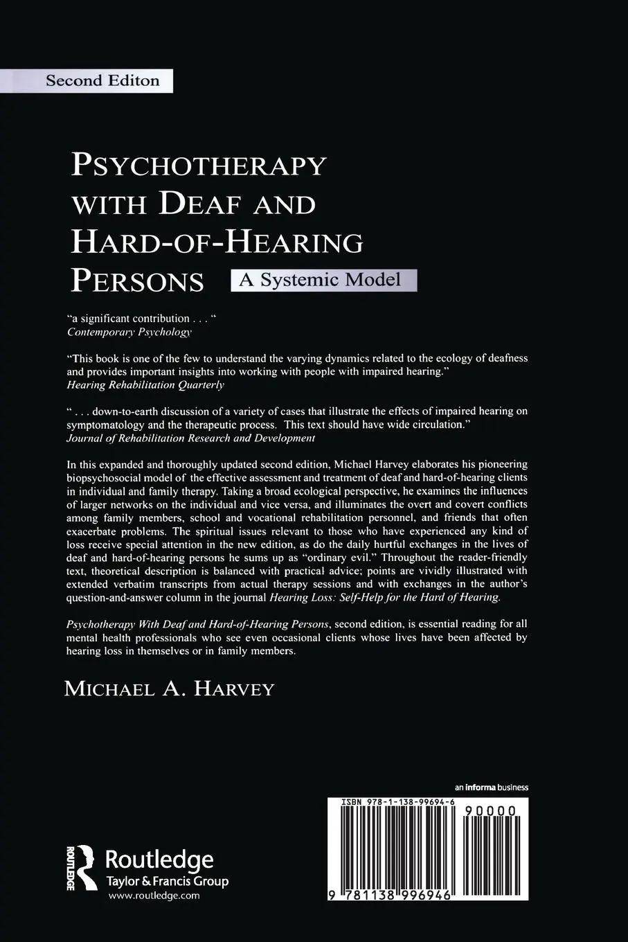 Rückseite: 9781138996946 | Psychotherapy With Deaf and Hard of Hearing Persons | A Systemic Model