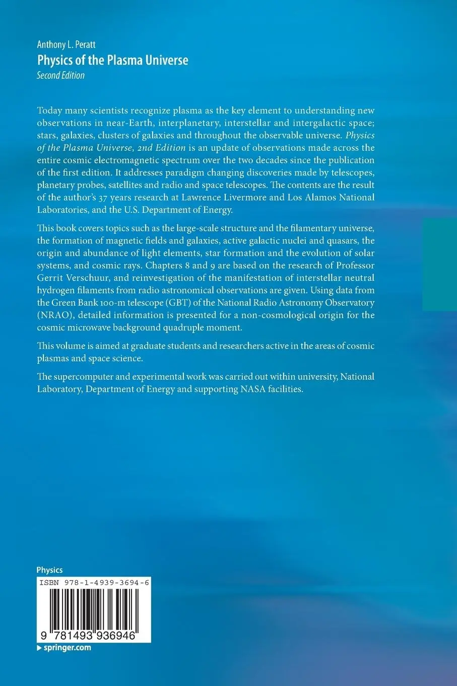 Rückseite: 9781493936946 | Physics of the Plasma Universe | Anthony L. Peratt | Taschenbuch | xx