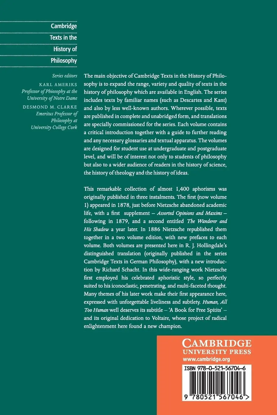 Rückseite: 9780521567046 | Nietzsche | Human, All Too Human | Friedrich Nietzsche | Taschenbuch