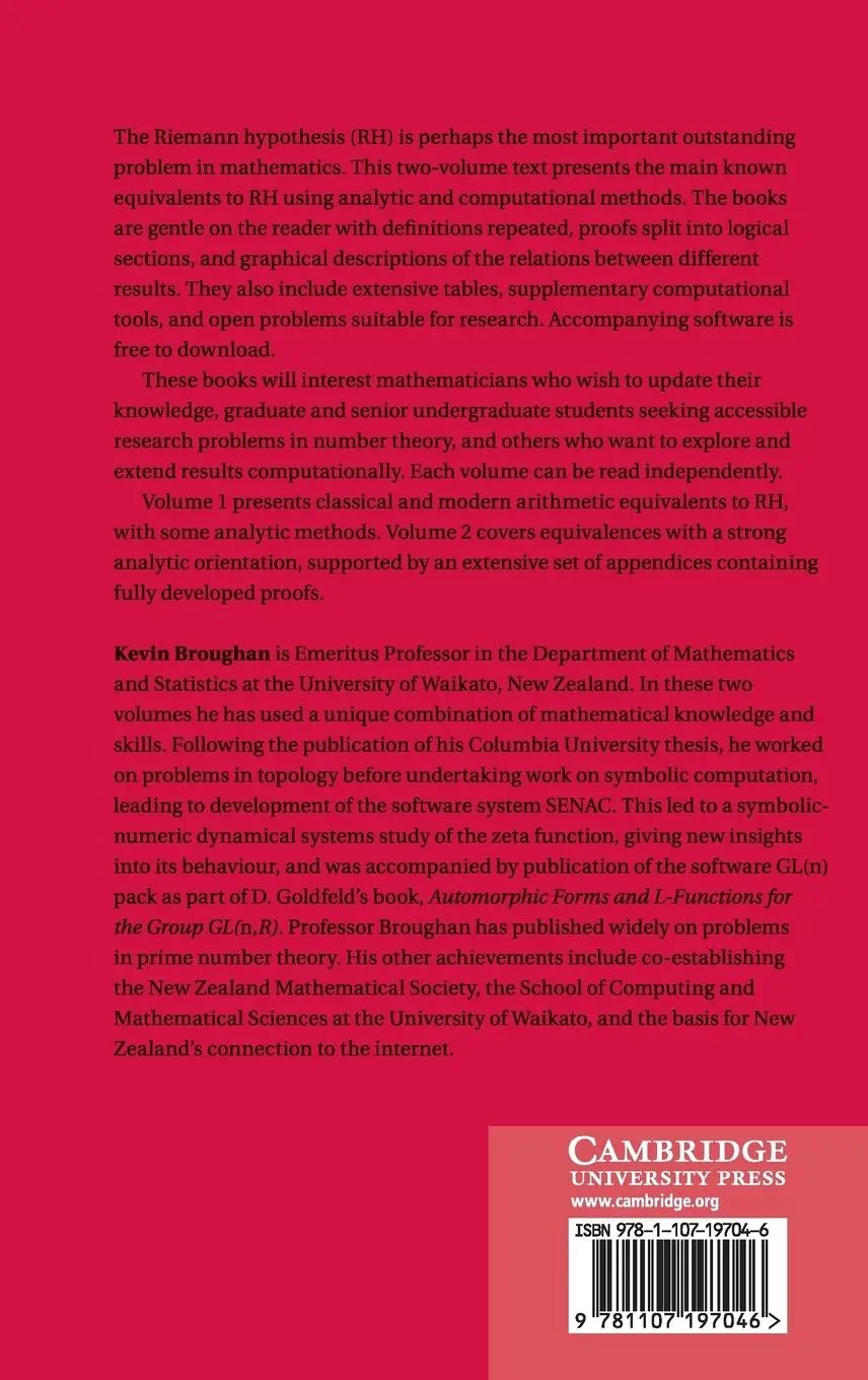 Rückseite: 9781107197046 | Equivalents of the Riemann Hypothesis | Kevin Broughan | Buch | 2018