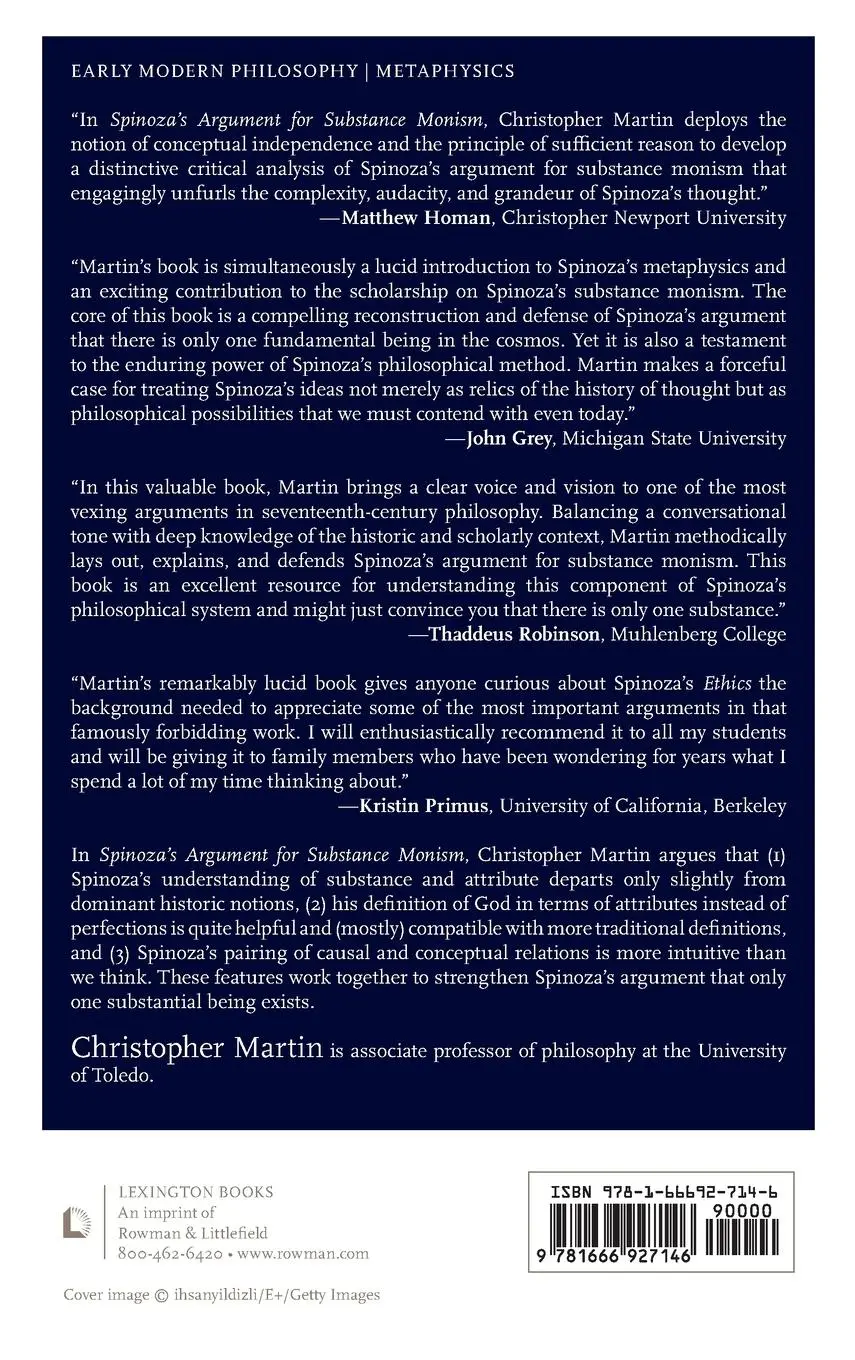 Rückseite: 9781666927146 | Spinoza's Argument for Substance Monism | Why There Is Only One Thing